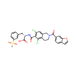 CS(=O)(=O)c1cccc(C[C@H](NC(=O)c2c(Cl)cc3c(c2Cl)CCN(C(=O)c2ccc4ccoc4c2)C3)C(=O)O)c1 ZINC000084668739