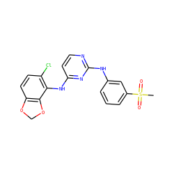 CS(=O)(=O)c1cccc(Nc2nccc(Nc3c(Cl)ccc4c3OCO4)n2)c1 ZINC000029043084