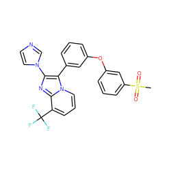 CS(=O)(=O)c1cccc(Oc2cccc(-c3c(-n4ccnc4)nc4c(C(F)(F)F)cccn34)c2)c1 ZINC000049109465