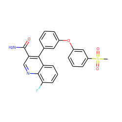 CS(=O)(=O)c1cccc(Oc2cccc(-c3c(C(N)=O)cnc4c(F)cccc34)c2)c1 ZINC000045347296