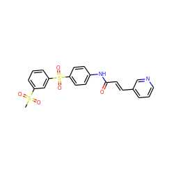 CS(=O)(=O)c1cccc(S(=O)(=O)c2ccc(NC(=O)/C=C/c3cccnc3)cc2)c1 ZINC000142211024