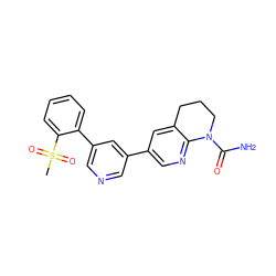 CS(=O)(=O)c1ccccc1-c1cncc(-c2cnc3c(c2)CCCN3C(N)=O)c1 ZINC000221391435
