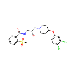 CS(=O)(=O)c1ccccc1C(=O)NC[C@@H](O)CN1CCC(Oc2ccc(Cl)c(Cl)c2)CC1 ZINC000095564113