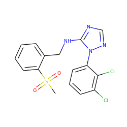 CS(=O)(=O)c1ccccc1CNc1ncnn1-c1cccc(Cl)c1Cl ZINC000029126250