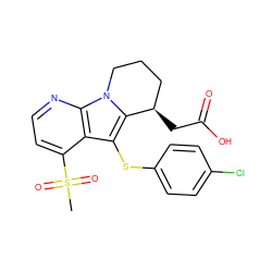 CS(=O)(=O)c1ccnc2c1c(Sc1ccc(Cl)cc1)c1n2CCC[C@H]1CC(=O)O ZINC000003949526