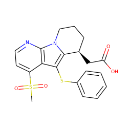 CS(=O)(=O)c1ccnc2c1c(Sc1ccccc1)c1n2CCC[C@H]1CC(=O)O ZINC000003949535