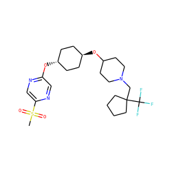 CS(=O)(=O)c1cnc(O[C@H]2CC[C@H](OC3CCN(CC4(C(F)(F)F)CCCC4)CC3)CC2)cn1 ZINC000473106462