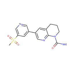 CS(=O)(=O)c1cncc(-c2cnc3c(c2)CCCN3C(N)=O)c1 ZINC000221435432