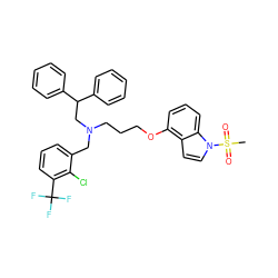 CS(=O)(=O)n1ccc2c(OCCCN(Cc3cccc(C(F)(F)F)c3Cl)CC(c3ccccc3)c3ccccc3)cccc21 ZINC000049898232