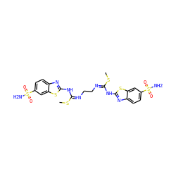 CS/C(=N/CC/N=C(\Nc1nc2ccc(S(N)(=O)=O)cc2s1)SC)Nc1nc2ccc(S(N)(=O)=O)cc2s1 ZINC000473099089