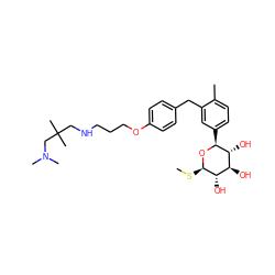 CS[C@H]1O[C@@H](c2ccc(C)c(Cc3ccc(OCCCNCC(C)(C)CN(C)C)cc3)c2)[C@H](O)[C@@H](O)[C@@H]1O ZINC000222696749