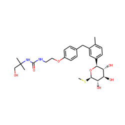 CS[C@H]1O[C@@H](c2ccc(C)c(Cc3ccc(OCCNC(=O)NC(C)(C)CO)cc3)c2)[C@H](O)[C@@H](O)[C@@H]1O ZINC000222693969