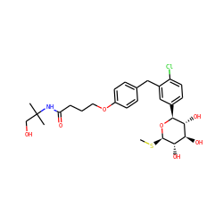 CS[C@H]1O[C@@H](c2ccc(Cl)c(Cc3ccc(OCCCC(=O)NC(C)(C)CO)cc3)c2)[C@H](O)[C@@H](O)[C@@H]1O ZINC000209334730