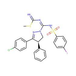 CSC(=N)N=C(NS(=O)(=O)c1ccc(I)cc1)N1C[C@@H](c2ccccc2)C(c2ccc(Cl)cc2)=N1 ZINC001772576482