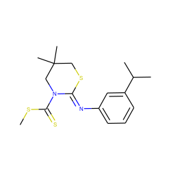 CSC(=S)N1CC(C)(C)CS/C1=N\c1cccc(C(C)C)c1 ZINC000028948329