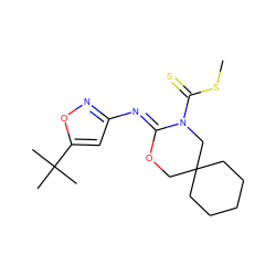 CSC(=S)N1CC2(CCCCC2)CO/C1=N\c1cc(C(C)(C)C)on1 ZINC000040835953