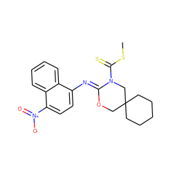 CSC(=S)N1CC2(CCCCC2)CO/C1=N\c1ccc([N+](=O)[O-])c2ccccc12 ZINC000040919296