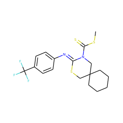 CSC(=S)N1CC2(CCCCC2)CS/C1=N\c1ccc(C(F)(F)F)cc1 ZINC000028822607