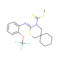 CSC(=S)N1CC2(CCCCC2)CS/C1=N\c1ccccc1OC(F)(F)F ZINC000028822627