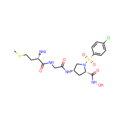 CSCC[C@H](N)C(=O)NCC(=O)N[C@H]1C[C@@H](C(=O)NO)N(S(=O)(=O)c2ccc(Cl)cc2)C1 ZINC000169331550