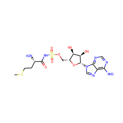 CSCC[C@H](N)C(=O)NS(=O)(=O)OC[C@H]1O[C@@H](n2cnc3c(N)ncnc32)[C@H](O)[C@@H]1O ZINC000013488348