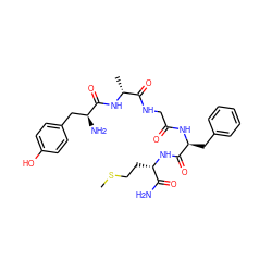 CSCC[C@H](NC(=O)[C@H](Cc1ccccc1)NC(=O)CNC(=O)[C@@H](C)NC(=O)[C@@H](N)Cc1ccc(O)cc1)C(N)=O ZINC000049757425