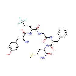 CSCC[C@H](NC(=O)[C@H](Cc1ccccc1)NC(=O)CNC(=O)[C@H](CCC(F)(F)F)NC(=O)[C@@H](N)Cc1ccc(O)cc1)C(N)=O ZINC000026284583
