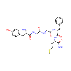 CSCC[C@H](NC(=O)[C@H](Cc1ccccc1)NC(=O)CNC(=O)CNC(=O)[C@@H](N)Cc1ccc(O)cc1)C(N)=O ZINC000028893234