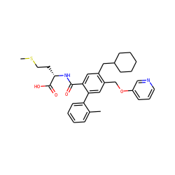 CSCC[C@H](NC(=O)c1cc(CC2CCCCC2)c(COc2cccnc2)cc1-c1ccccc1C)C(=O)O ZINC000027199791