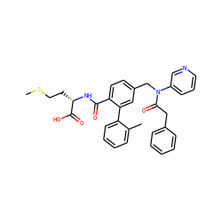 CSCC[C@H](NC(=O)c1ccc(CN(C(=O)Cc2ccccc2)c2cccnc2)cc1-c1ccccc1C)C(=O)O ZINC000027199539