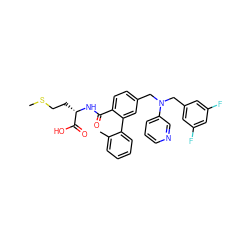 CSCC[C@H](NC(=O)c1ccc(CN(Cc2cc(F)cc(F)c2)c2cccnc2)cc1-c1ccccc1C)C(=O)O ZINC000027196962