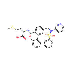 CSCC[C@H](NC(=O)c1ccc(CN(c2cccnc2)S(=O)(=O)c2ccccc2)cc1-c1ccccc1C)C(=O)O ZINC000027199533