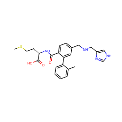 CSCC[C@H](NC(=O)c1ccc(CNCc2c[nH]cn2)cc1-c1ccccc1C)C(=O)O ZINC000001550226