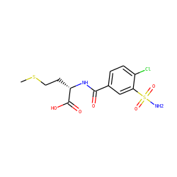 CSCC[C@H](NC(=O)c1ccc(Cl)c(S(N)(=O)=O)c1)C(=O)O ZINC000029480268