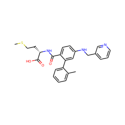 CSCC[C@H](NC(=O)c1ccc(NCc2cccnc2)cc1-c1ccccc1C)C(=O)O ZINC000013781629