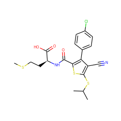 CSCC[C@H](NC(=O)c1sc(SC(C)C)c(C#N)c1-c1ccc(Cl)cc1)C(=O)O ZINC000103301115