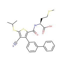 CSCC[C@H](NC(=O)c1sc(SC(C)C)c(C#N)c1-c1cccc(-c2ccccc2)c1)C(=O)O ZINC000103301074