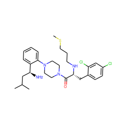 CSCCCN[C@H](Cc1ccc(Cl)cc1Cl)C(=O)N1CCN(c2ccccc2[C@@H](N)CC(C)C)CC1 ZINC000044387780