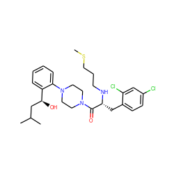 CSCCCN[C@H](Cc1ccc(Cl)cc1Cl)C(=O)N1CCN(c2ccccc2[C@@H](O)CC(C)C)CC1 ZINC000044387308