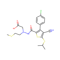 CSCCN(CC(=O)O)NC(=O)c1sc(SC(C)C)c(C#N)c1-c1ccc(Cl)cc1 ZINC000103301059