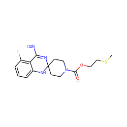 CSCCOC(=O)N1CCC2(CC1)N=C(N)c1c(F)cccc1N2 ZINC000013493550