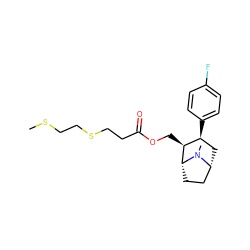 CSCCSCCC(=O)OC[C@H]1[C@@H](c2ccc(F)cc2)C[C@@H]2CC[C@H]1N2C ZINC000013556011