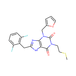 CSCCn1c(=O)c2[nH]c(Cc3c(F)cccc3F)nc2n(Cc2ccco2)c1=O ZINC000045349181