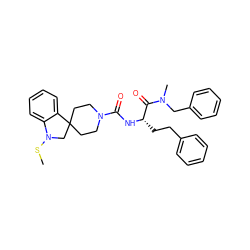 CSN1CC2(CCN(C(=O)N[C@@H](CCc3ccccc3)C(=O)N(C)Cc3ccccc3)CC2)c2ccccc21 ZINC000026293434