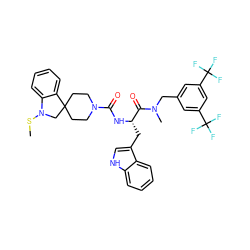 CSN1CC2(CCN(C(=O)N[C@@H](Cc3c[nH]c4ccccc34)C(=O)N(C)Cc3cc(C(F)(F)F)cc(C(F)(F)F)c3)CC2)c2ccccc21 ZINC000026377049