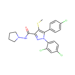 CSc1c(C(=O)NN2CCCC2)nn(-c2ccc(Cl)cc2Cl)c1-c1ccc(Cl)cc1 ZINC000043177175