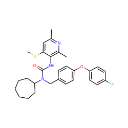 CSc1cc(C)nc(C)c1NC(=O)N(Cc1ccc(Oc2ccc(F)cc2)cc1)C1CCCCCC1 ZINC000013781735