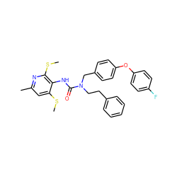 CSc1cc(C)nc(SC)c1NC(=O)N(CCc1ccccc1)Cc1ccc(Oc2ccc(F)cc2)cc1 ZINC000027518411