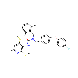 CSc1cc(C)nc(SC)c1NC(=O)N(Cc1ccc(Oc2ccc(F)cc2)cc1)Cc1c(C)cccc1C ZINC000027517594