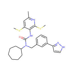 CSc1cc(C)nc(SC)c1NC(=O)N(Cc1cccc(-c2cc[nH]n2)c1)C1CCCCCC1 ZINC000013779995